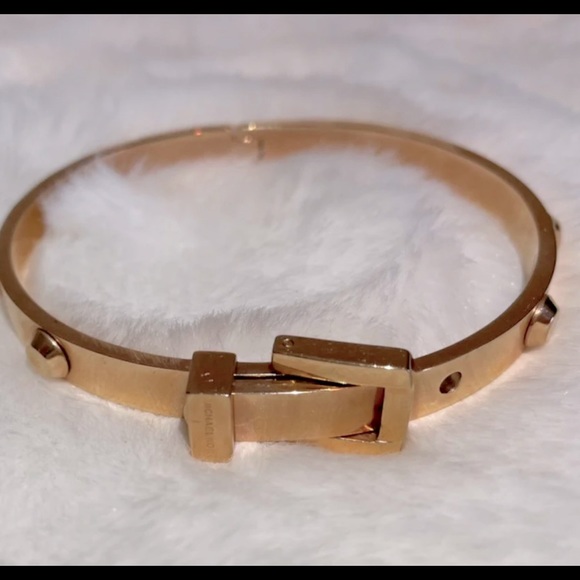 Michael Kors Rose Gold Buckle Bangle Stud Bracelet - Picture 4 of 4